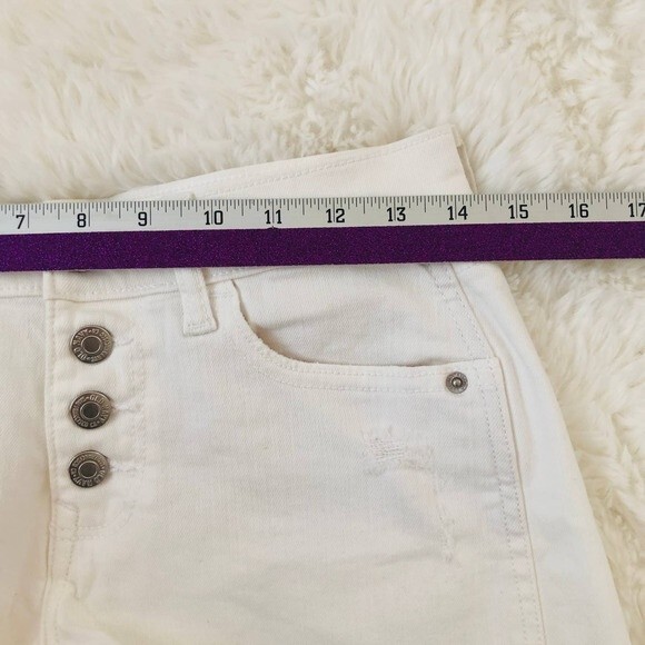 Old Navy denim shorts boyfriend Jean Size 0 25 white button fly frayed mid - Picture 7 of 9